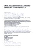 CPSS Test- Ophthalmology Questions And Correct Verified Answers-26  