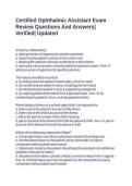 Certified Ophthalmic Assistant Exam Review Questions And Answers&vert; Verified&vert; Updated