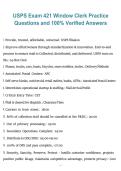 USPS Exam 421 Window Clerk &ndash; Practice Questions and 100&percnt; Verified Answers &lpar;2026&sol;2027&rpar;