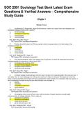 SOC 2001 Sociology Test Bank Latest Exam Questions & Verified Answers &ndash; Comprehensive Study Guide