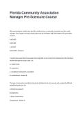 Florida Community Association Manager Pre-licensure Course Test Questions and Answers