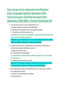 New Jersey Court Interpreter Certification  Exam Language Specific Questions With  Correct Answers &lpar;Verified Answers&rpar; Plus  Rationales 2026 Q&A &vert; Instant Download Pdf 