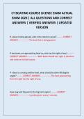 CT BOATING COURSE LICENSE EXAM ACTUAL EXAM 2026 &vert; ALL QUESTIONS AND CORRECT ANSWERS &vert; VERIFIED ANSWERS &vert; UPDATED VERSION