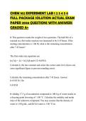 CHEM 162 EXPERIMENT LAB 1 2 3 4 5 6 FULL PACKAGE SOLUTION ACTUAL EXAM PAPER 2026 QUESTIONS WITH ANSWERS GRADED A&plus;