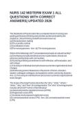 NURS 142 MIDTERM EXAM 1 ALL QUESTIONS WITH CORRECT ANSWERS&vert; UPDATED 2026
