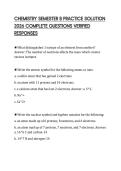 CHEMISTRY SEMESTER B PRACTICE SOLUTION 2026 COMPLETE QUESTIONS VERIFIED RESPONSES