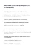 Family Medicine EOR exam questions and answers