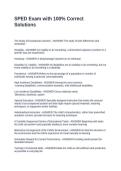 SPED Exam with 100&percnt; Correct Solutions
