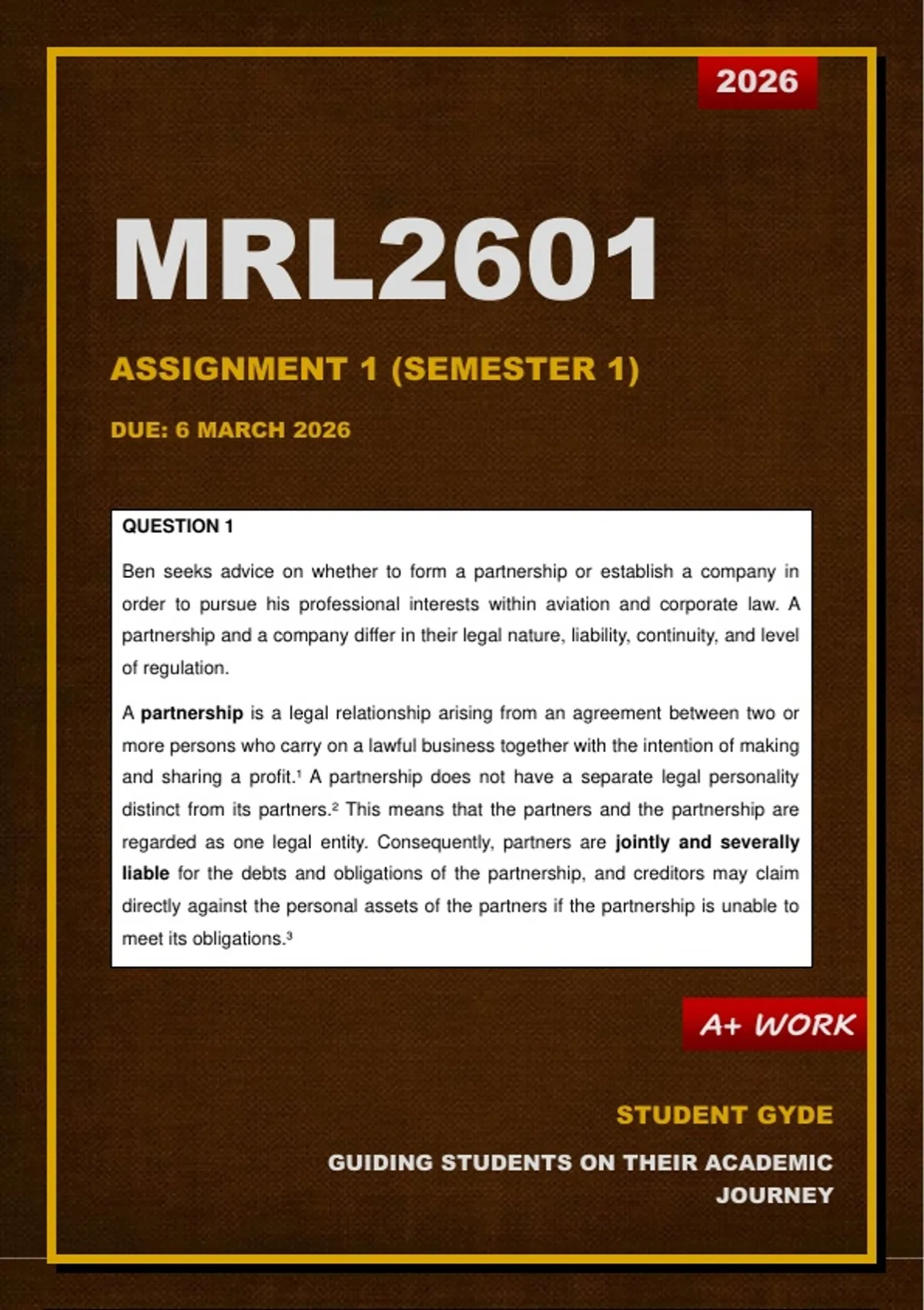 MRL2601 Assignment 1 Semester 1 2026 - Due 6 March 2026 ...