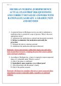 MICHIGAN NURSING JURISPRUDENCE ACTUAL EXAM PREP 2026 &vert;QUESTIONS AND CORRECT DETAILED ANSWERS WITH RATIONALES &vert;ALREADY A GRADED &vert; NEW AND REVISED