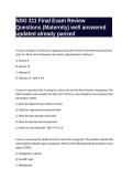 NSG 311 Final Exam Review Questions &lpar;Maternity&rpar; well answered updated already passed