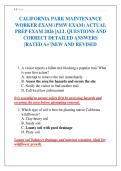 CALIFORNIA PARK MAINTENANCE WORKER EXAM &lpar;PMW EXAM&rpar; ACTUAL PREP EXAM 2026 &vert;ALL QUESTIONS AND CORRECT DETAILED ANSWERS &vert;RATED A&plus; &vert;NEW AND REVISED