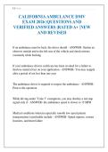 CALIFORNIA AMBULANCE DMV EXAM 2026 &vert;QUESTIONS AND VERIFIED ANSWERS &vert;RATED A&plus; &vert;NEW AND REVISED