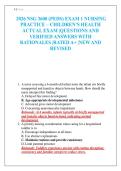2026 NSG 3600 &lpar;PEDS&rpar; EXAM 1 NURSING PRACTICE &ndash; CHILDREN&rsquo;S HEALTH ACTUAL EXAM &vert;QUESTIONS AND VERIFIED ANSWERS WITH RATIONALES &vert;RATED A&plus; &vert;NEW AND REVISED