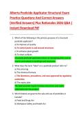 Alberta Pesticide Applicator Structural Exam  Practice Questions And Correct Answers  &lpar;Verified Answers&rpar; Plus Rationales 2026 Q&A &vert;  Instant Download Pdf 