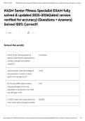 NASM Senior Fitness Specialist EXAM fully solved & updated &lpar;latest version verified for accuracy&rpar; &lpar;Questions &plus; Answers&rpar; Solved 100&percnt; Correct&excl;
