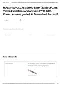 HOSA MEDICAL ASSISTING Exam &lpar;2026&rpar; UPDATE Verified Questions And Answers &vert; With 100&percnt; Correct Answers graded A&plus; Guaranteed Success&excl;&excl;