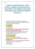 GOOGLE CERTIFIED EDUCATOR LEVEL 1 CERTIFICATION EXAM &vert;ALL QUESTIONS AND CORRECT DETAILED ANSWERS &vert;LATEST 2026-2027 VERSION &vert;RATED A&plus;