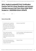 NHA&colon; Medical Assistant&lpar;CCMA&rpar; Certification Practice Test 2&period;0 A Exam Questions and Answers &lpar;Verified Answers&rpar; &vert;&vert;ACTUAL EXAM 2026 TEST&excl;&excl; Graded A&plus; &vert; 2025&vert;2026 EXAM UPDATE