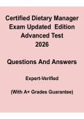 Certified Dietary Manager Exam Q&A &ndash; Updated 2026 Edition&period;pdf