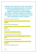 CONNECTICUT BOATING LAWS AND SAFETY  GUIDELINES FOR RECRETIONAL VESSELS  EXAM PREP 2026&sol;2027 WITH ACTUAL  CORRECT QUESTIONS AND VERIFIED  DETAILED ANSWERS &vert;CURRENTLY TESTING  QUESTIONS AND SOLUTIONS&vert;NEWEST &vert;JUST  RELEASED&excl;&excl;&vert;BRAND NEW VERSIONCONNECTICUT BO