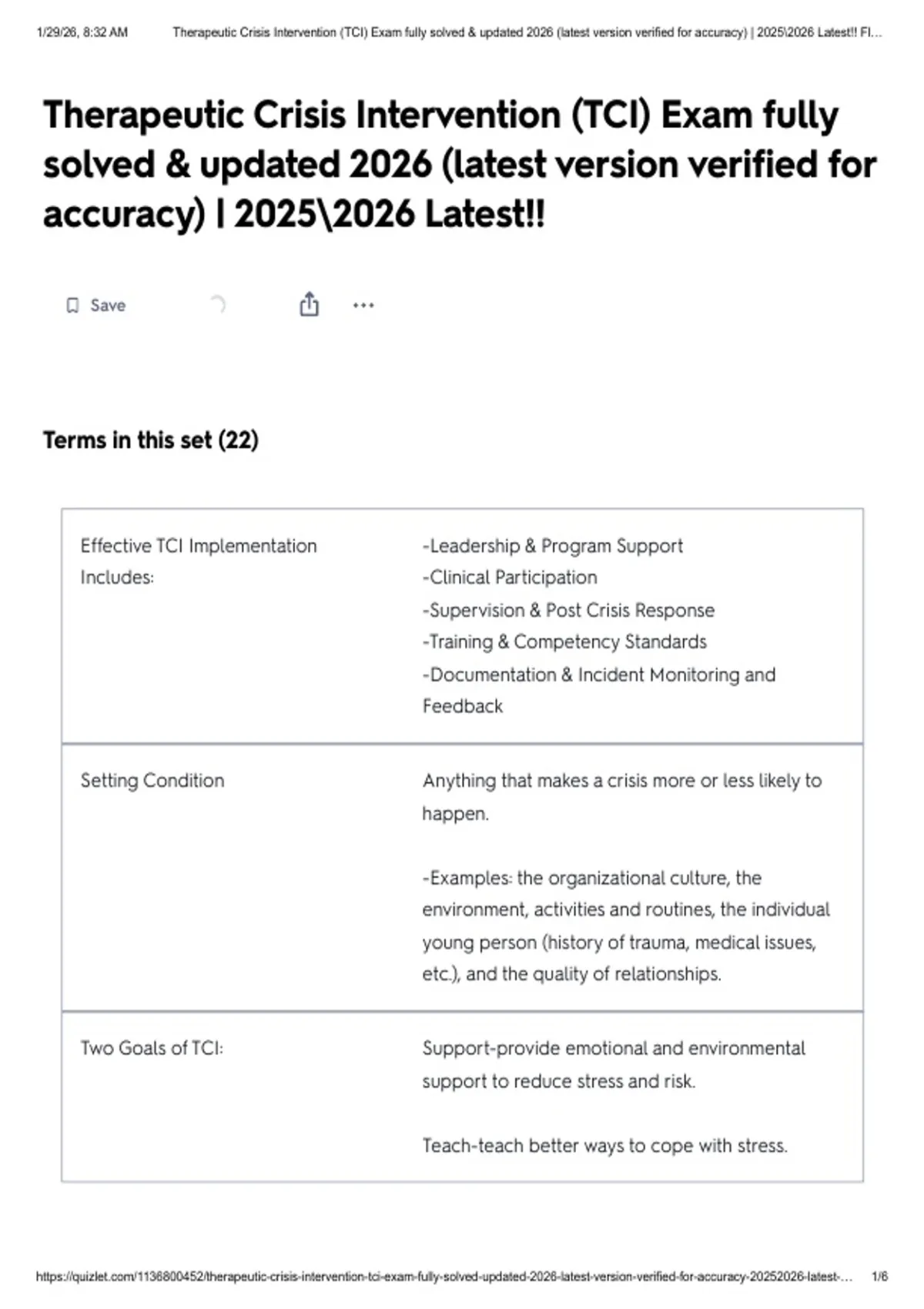 Tci Questionnaire.pdf TCI (Therapeutic Crisis Intervention) Training STUDY GUIDE EXAM ...