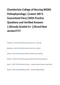 Chamberlain College of Nursing NR283  Pathophysiology &vert;&vert;Latest 100 &percnt;  Guaranteed Pass&vert;&vert;With Practice  Questions and Verified Answers  &vert;&vert;Already Graded A&plus; &vert;&vert;Brand New  version&excl;&excl;&excl;&excl;&excl;&excl; 