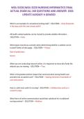WGU D220&vert;WGU D220 NURSING INFORMATICS FINAL ACTUAL EXAM ALL 160 QUESTIONS AND ANSWER  2026 UPDATE ALREADY A GRADED 