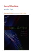 Instructor's Solution Manual for Numerical Analysis 10th Edition&comma;&lpar;Burden&comma; &rpar;&comma; All Chapters&vert; Latest 2026&period;