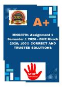 MNG3701 Assignment 1 Semester 1 2026 - DUE March 2026&semi; 100&percnt; CORRECT AND TRUSTED SOLUTIONS