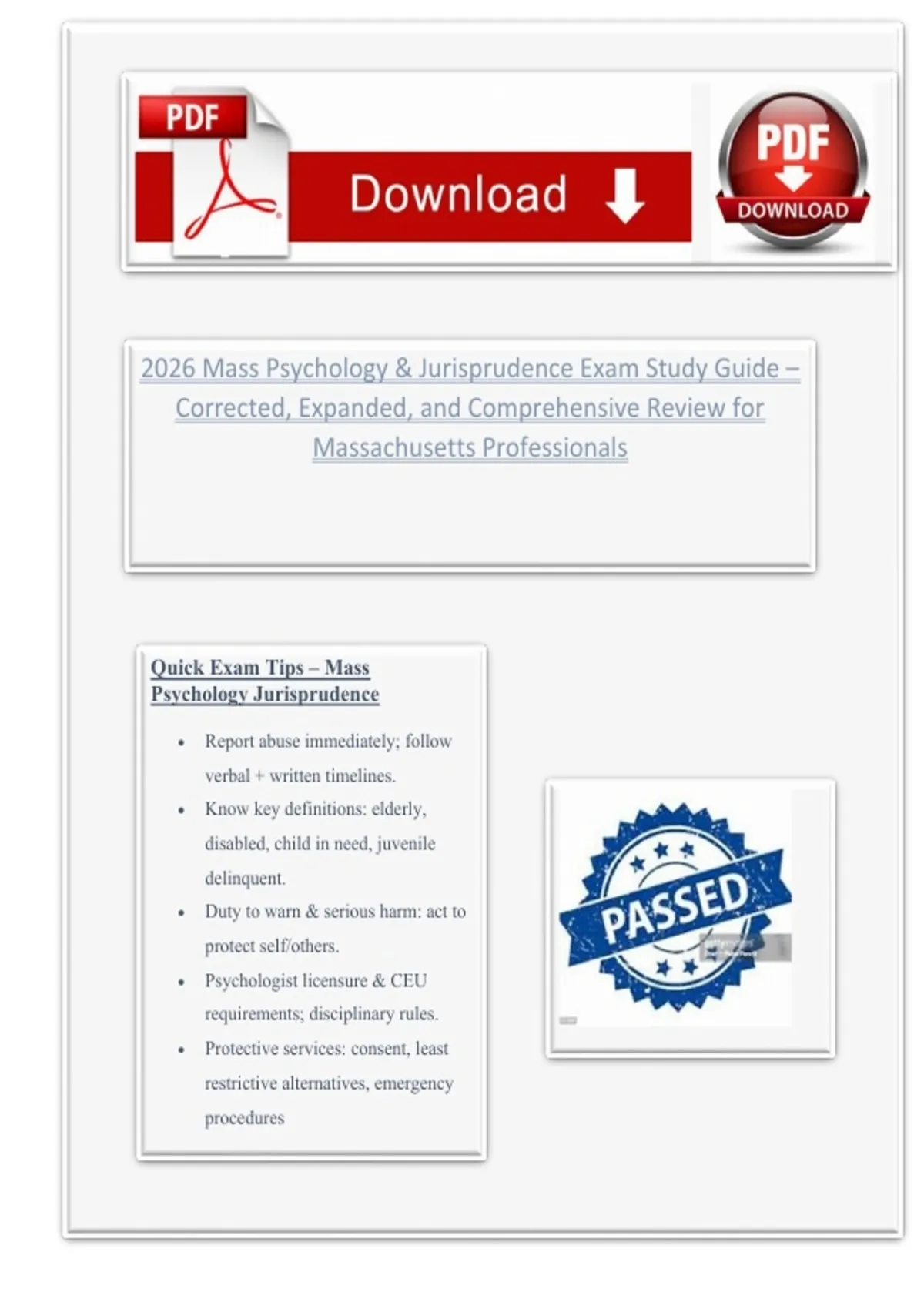 Mass Study.pdf 2026 Mass Psychology & Jurisprudence Exam Study Guide – Corrected ...