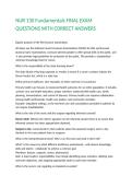 NUR 130 Fundamentals FINAL EXAM QUESTIONS WITH CORRECT ANSWERS 