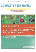 COMPLETE TEST BANK&colon;  For Krause's Food & The Nutrition Care Process 14th Edition By L&period; Kathleen Mahan Ms Rd Cde &lpar;Author&rpar; Latest Update Graded A&plus;