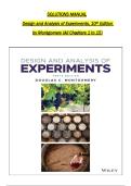 Full Solution Manual for Design and Analysis of Experiments 10th Edition by Douglas C&period; Montgomery Complete Coverage &lpar;Chapters 1-15&rpar; Verified Answers & Step-by-Step Statistical Solutions Engineering &sol; Statistics &sol; Quality Control Updated 2026 Version