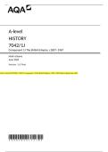 AQA A-level HISTORY 7042&sol;1J Component 1J The British Empire&comma; c1857&ndash;1967 Mark scheme June 2025
