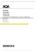 AQA A-level HISTORY 7042&sol;2C Component 2C The Reformation in Europe&comma; c1500&ndash;1564 Mark scheme June 2025