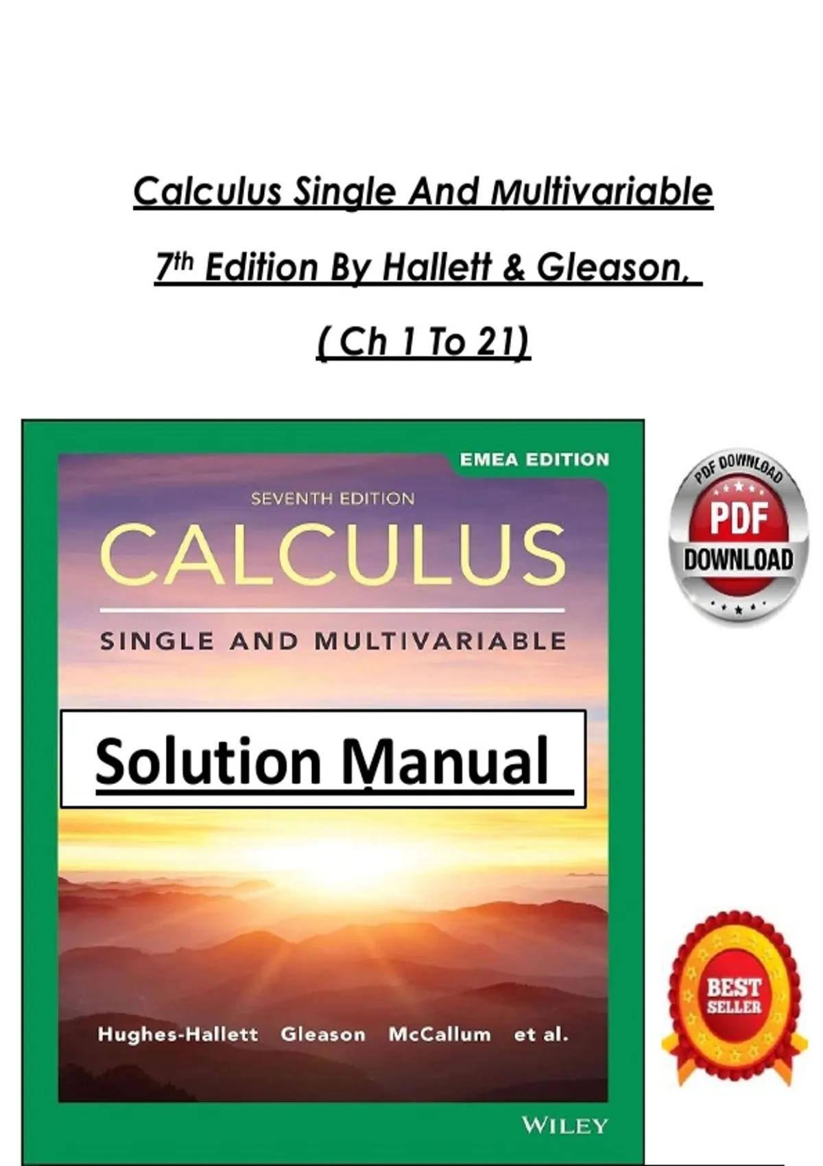 Full Solution Manual for Calculus: Single and Multivariable 7th Edition ...