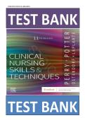 Test Bank for Clinical Nursing Skills and Techniques 11th Edition by Anne G&period; Perry &vert;ISBN&colon; 9780443107184&vert; Guide A&plus;