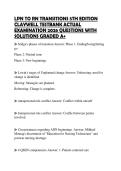 LPN TO RN TRANSITIONS 5TH EDITION CLAYWELL TESTBANK ACTUAL EXAMINATION 2026 QUESTIONS WITH SOLUTIONS GRADED A&plus;