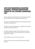 LPN TO RN TRANSITIONS 5TH EDITION CLAYWELL TESTBANK CERTIFICATION REVIEW SET 2026 ANSWERS GUARANTEED PASS