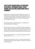 LPN TO RN TRANSITIONS 5TH EDITION CLAYWELL TESTBANK FINAL STUDY GUIDE 2026 SOLVED QUESTIONS FULLY CORRECT