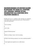 MACROECONOMICS 8TH EDITION OLIVIER BLANCHARD TEST BANK ALL CHAPTERS 100&percnt; ORIGINAL VERIFIED ACTUAL EXAMINATION 2026 QUESTIONS WITH SOLUTIONS GRADED A&plus;
