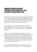 MANUFACTURED HOUSING CERTIFICATION REVIEW SET 2026 ANSWERS GUARANTEED PASS