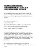 MANUFACTURED HOUSING COMPREHENSIVE TEST PAPER 2026 COMPLETE ANSWERS ACCURATE