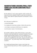 MANUFACTURED HOUSING FINAL STUDY GUIDE 2026 SOLVED QUESTIONS FULLY CORRECT