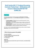 North Carolina &lpar;NC&rpar; &OpenCurlyDoubleQuote;H&rdquo; Grading & Excavating  Contractor Practice Exam &ndash; 200 Questions with  Answers & Rationales&vert; INSTANT PDF  DOWNLOAD 