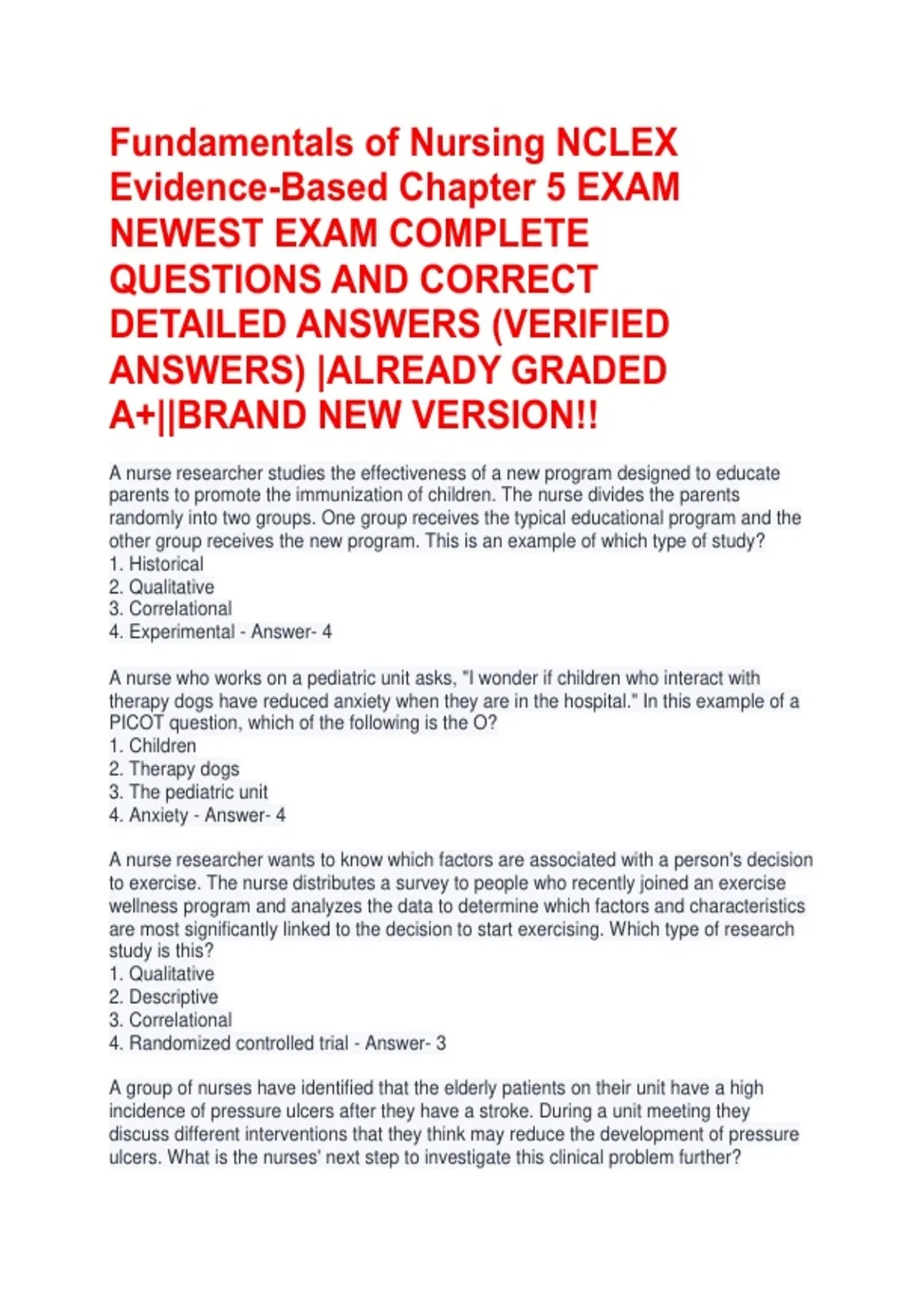 Fundamentals of Nursing NCLEX Evidence-Based Chapter 5 EXAM NEWEST EXAM ...