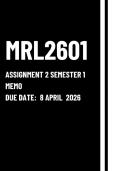 MRL2601 ASSIGNMENT 2 SEMESTER 1 2026 MEMO &vert;DUE DATE 8 APRIL 2026&vert;