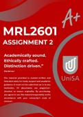 MRL2601 ASSIGNMENT 2 SEMESTER 1 2026 &ast;COMPLETE ANSWERS&ast; DUE DATE 8 APRIL 2026 &lpar;BEST ANSWERS FOR THIS ASSIGNMENT&rpar;