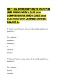 MATH 120 INTRODUCTION TO STATISTICS LIME SPRING WEEK 5 QUIZ 2026 COMPREHENSIVE STUDY GUIDE 2026 QUESTIONS WITH VERIFIED ANSWERS GRADED A&plus;